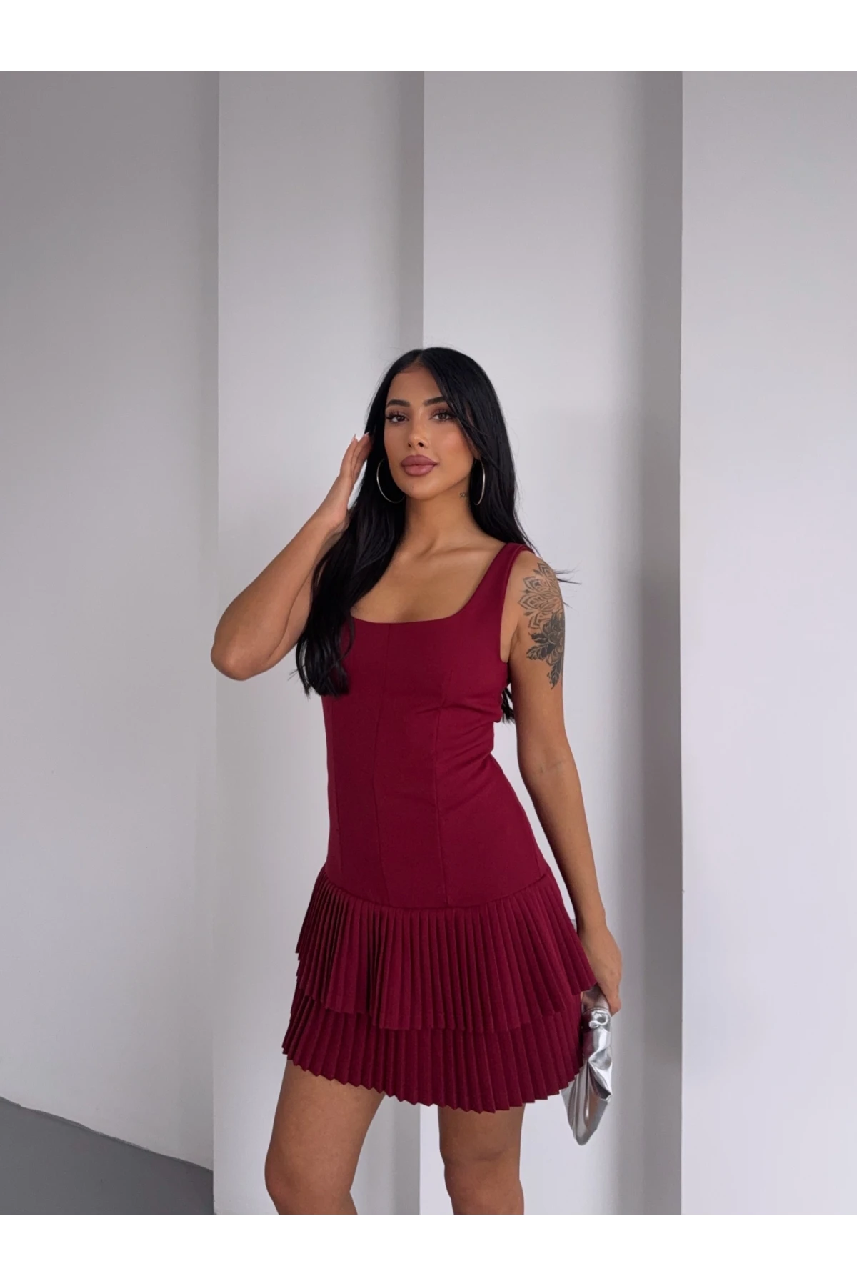 İthal Dabıl Kumaş Piliseli Z@ra@ Model Elbise ** İçi şortludur