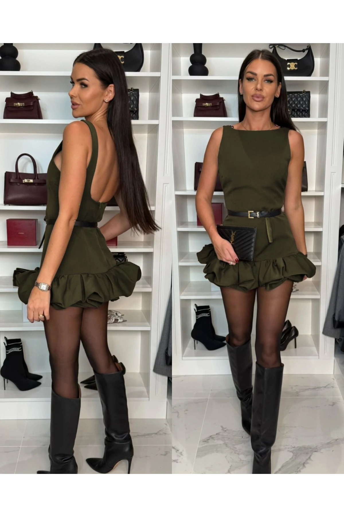 İthal Dabıl Kumaş Tasarım Elbise