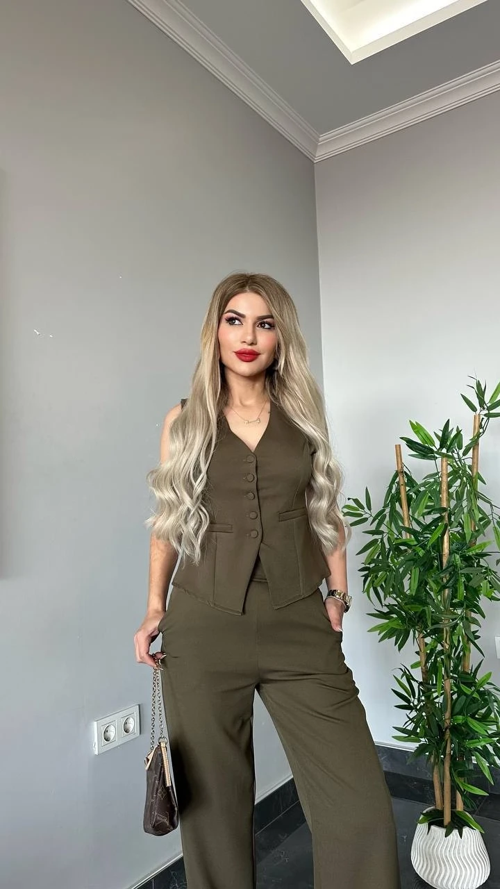 İthal Dabıl Kumaş Yelekli Takım