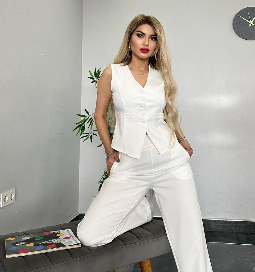 İthal Dabıl Kumaş Yelekli Takım
