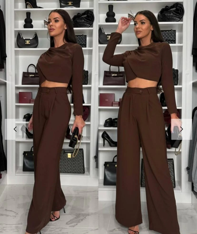 İthal Dokuma Krep Kumaş  Pantolonlu Takım