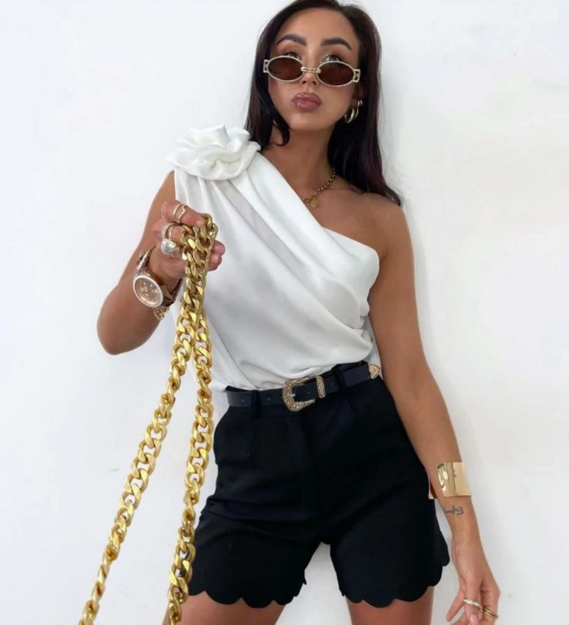 Jessica Kumaş Gül Detaylı  Bluz