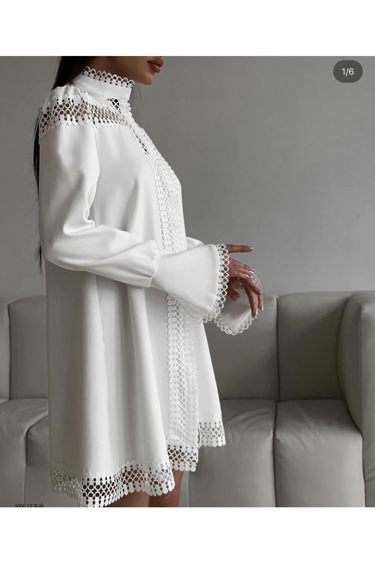 Jessika Kumaş Güpür Detaylı Gömlek Elbise