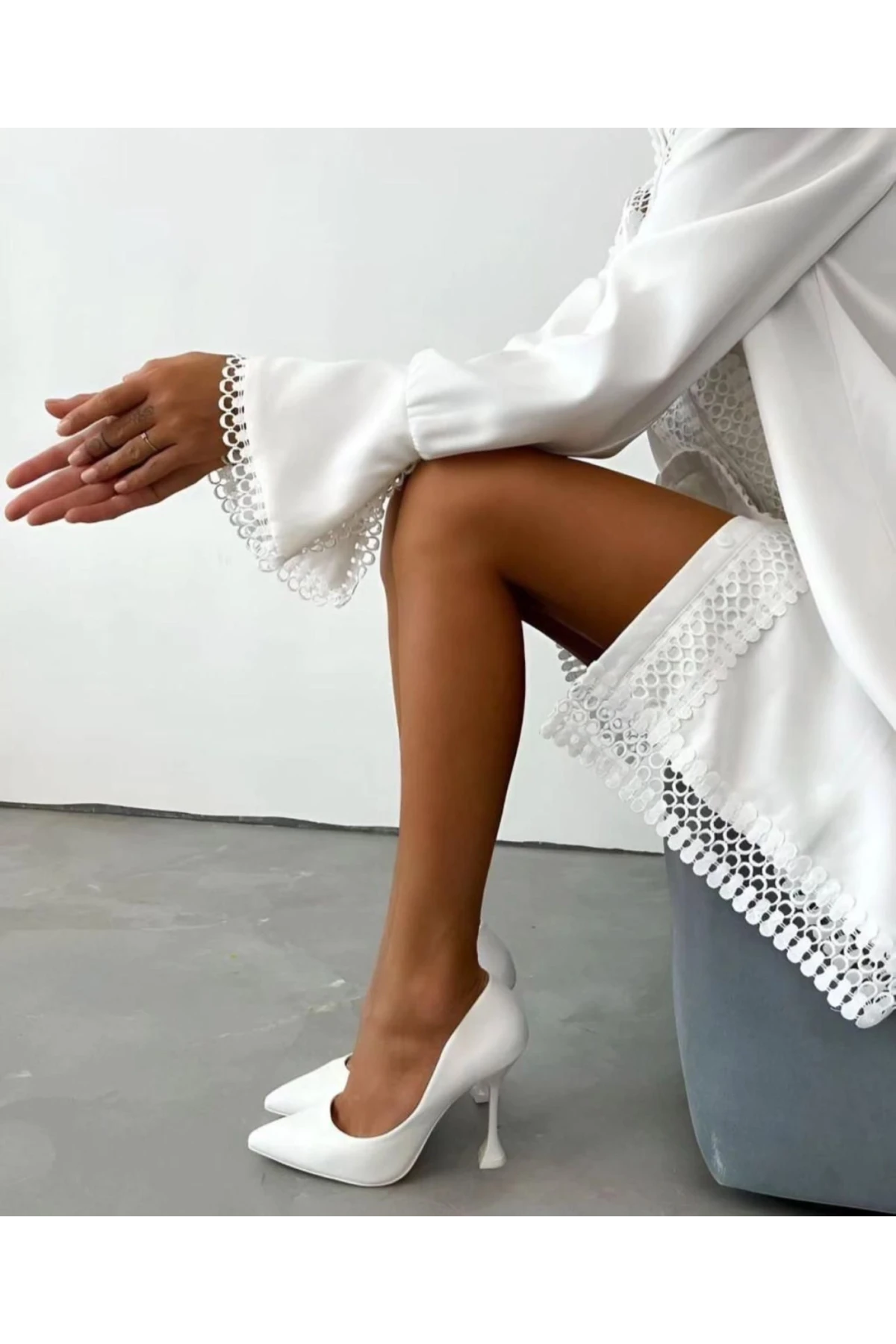 Jessika Kumaş Güpür Detaylı Gömlek Elbise