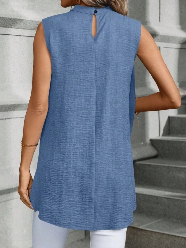 Keten Kumaş Arkası Uzun  Keten Bluz