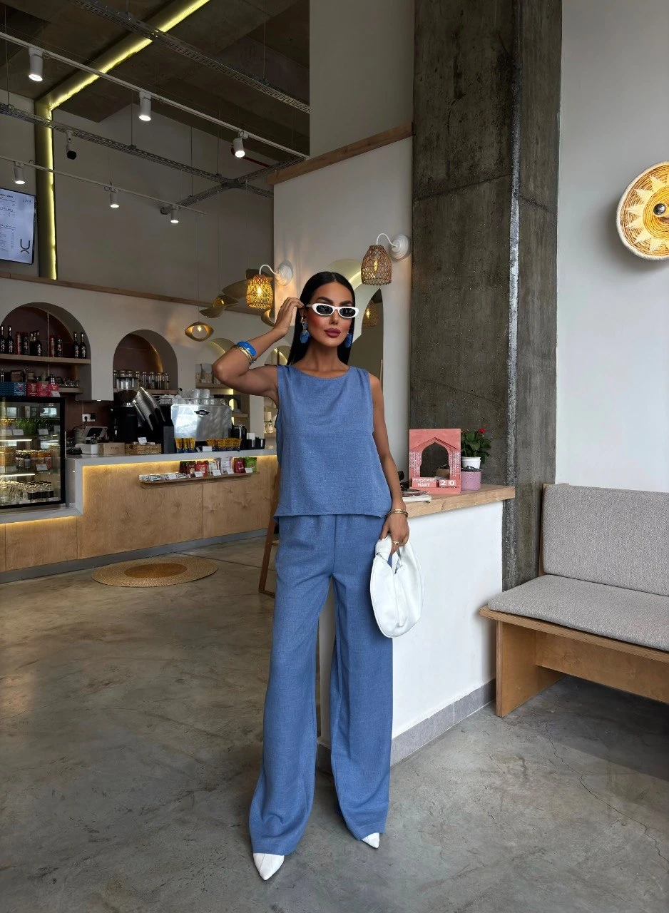 Keten Kumaş Sırt Detaylı Takım