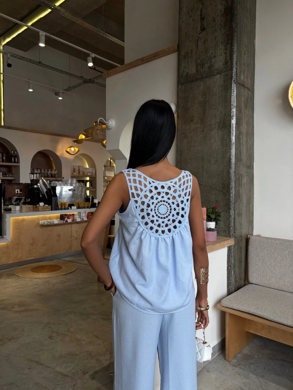 Keten Kumaş Sırt Detaylı Takım