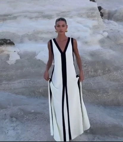 Krep Kumaş Garni Detaylı Elbise