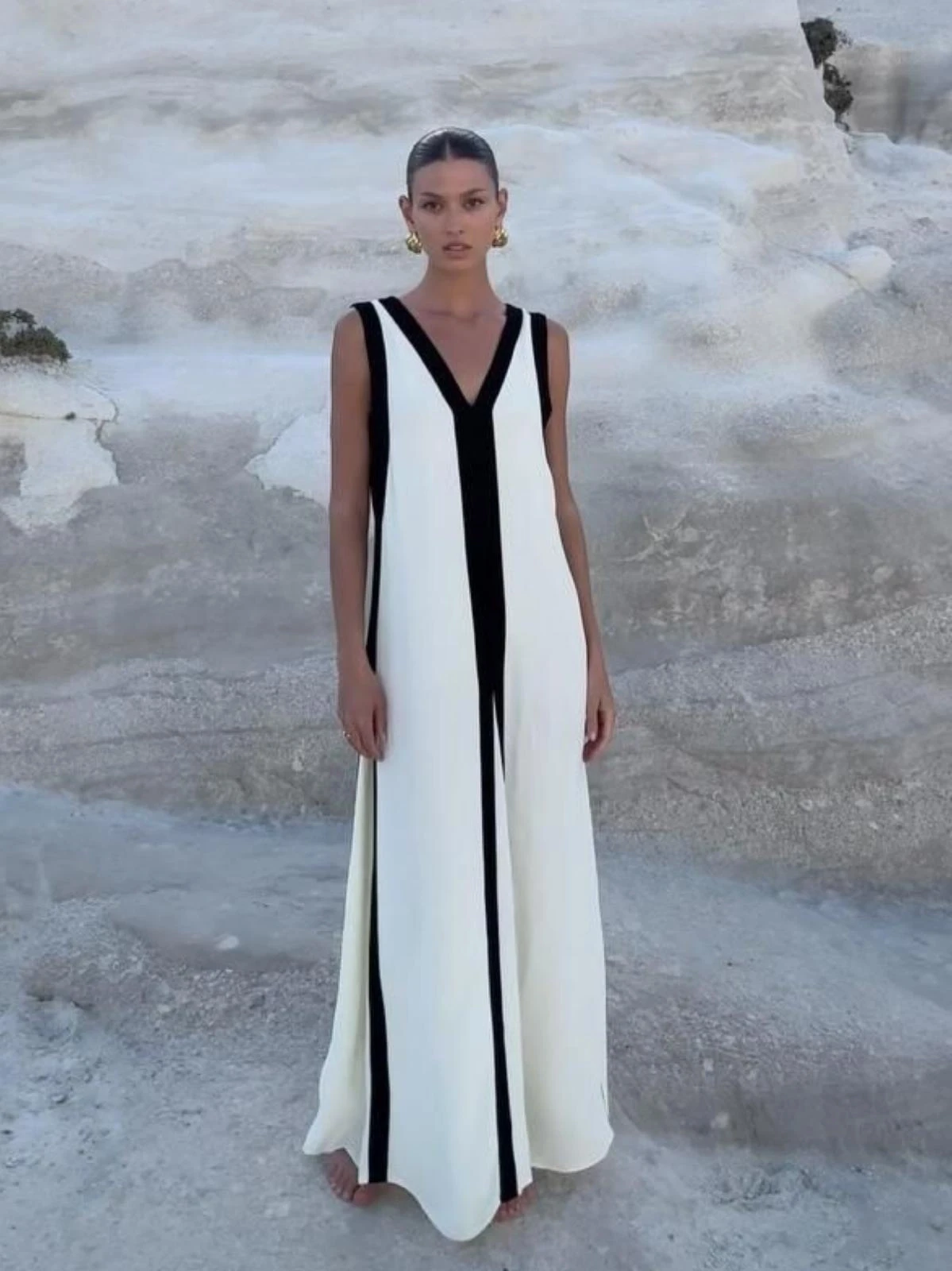 Krep Kumaş Garni Detaylı Elbise