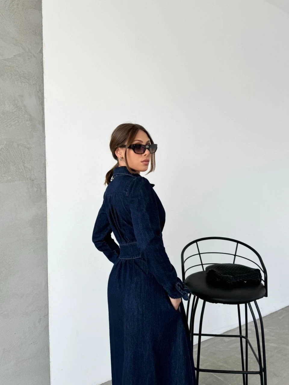 Maxi Denim Düğmeli Elbise
