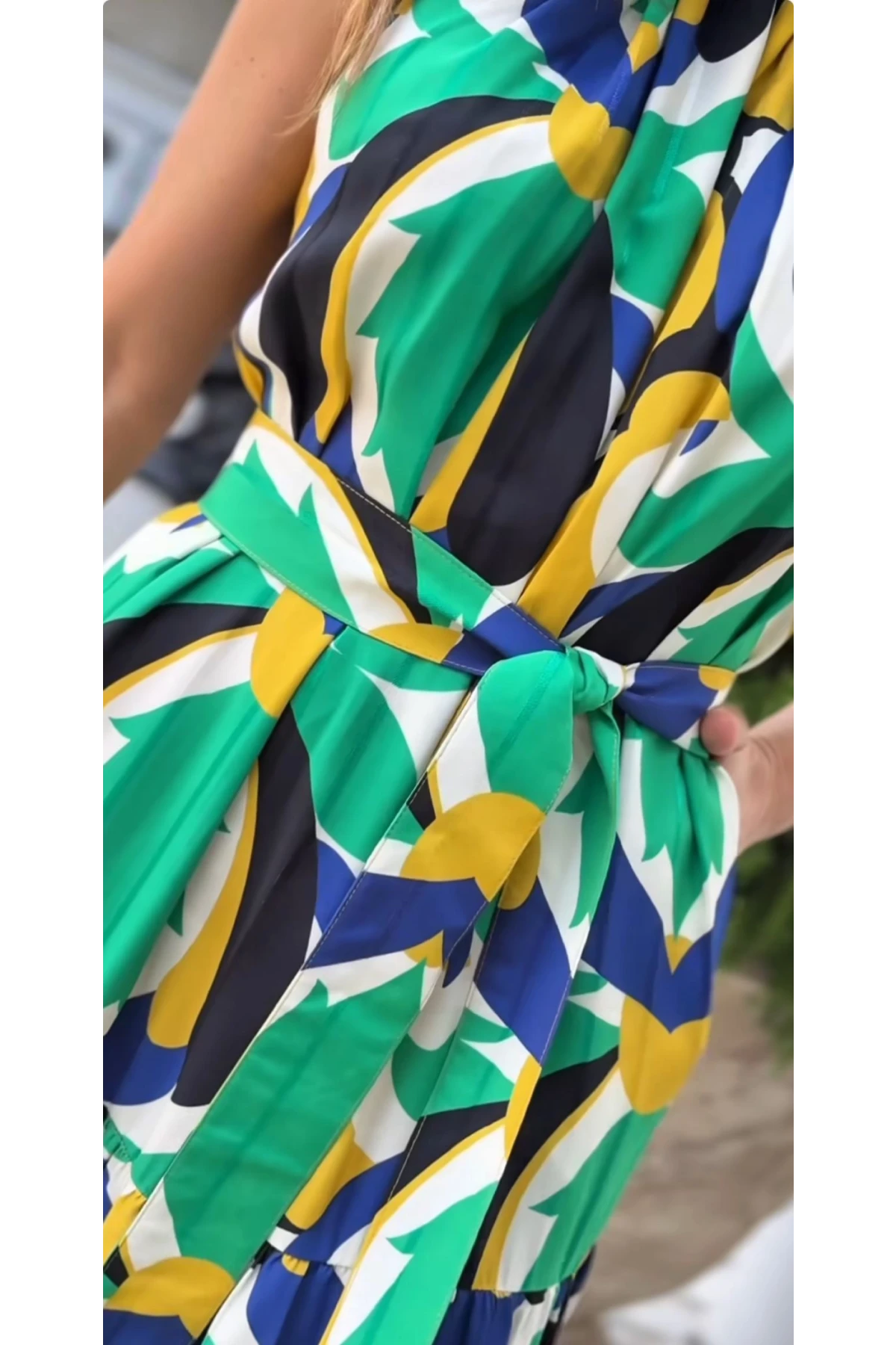 Micro Kkumaş Desenli Maxi Boy Elbise