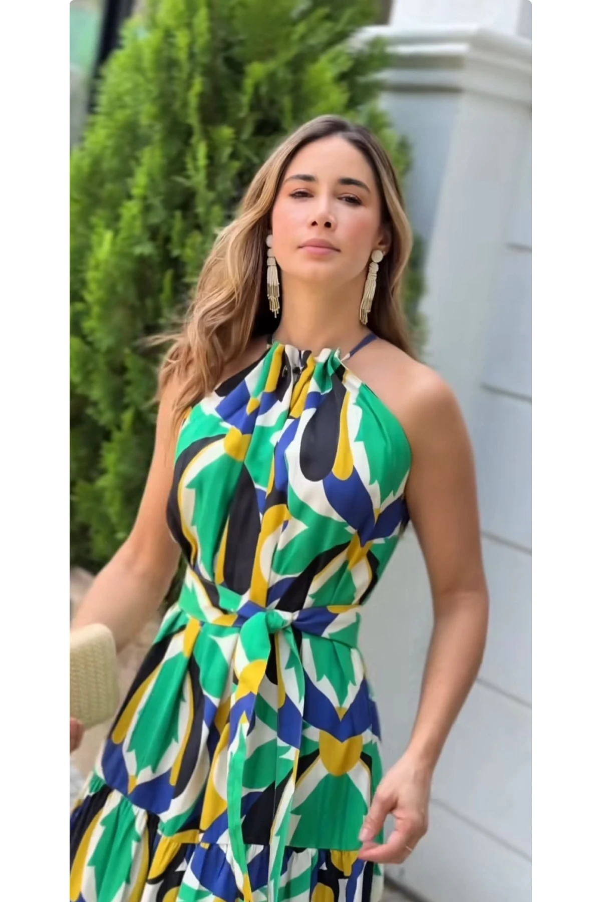 Micro Kkumaş Desenli Maxi Boy Elbise