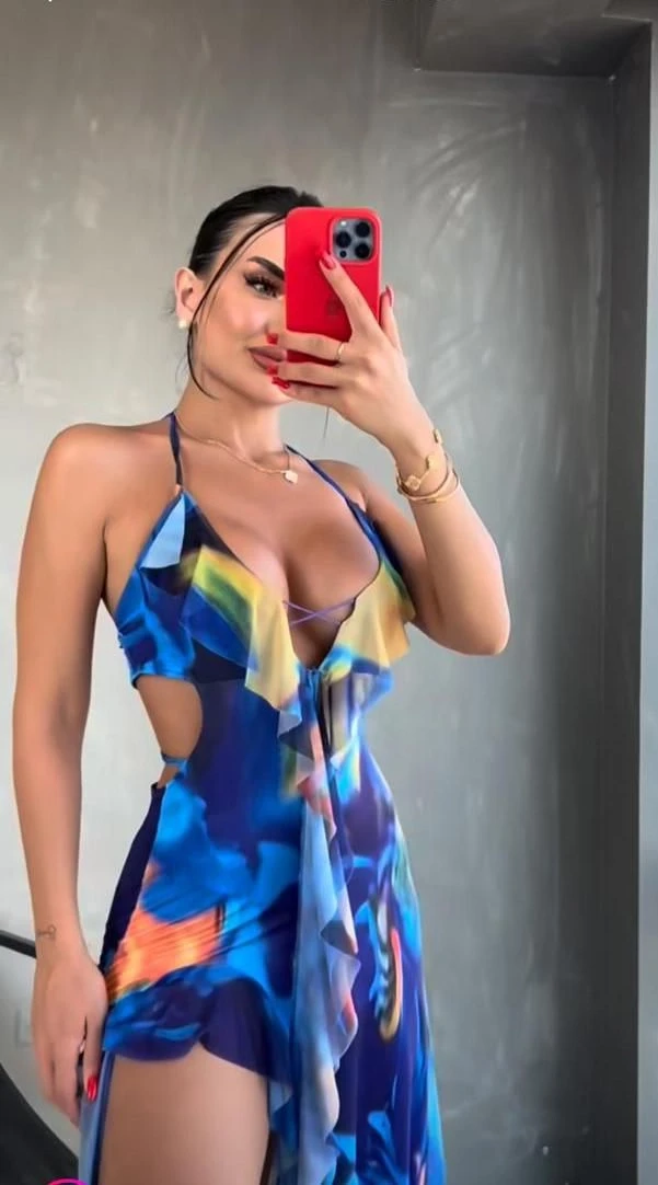 Micro Kumaş Yırtmaçlı Elbise