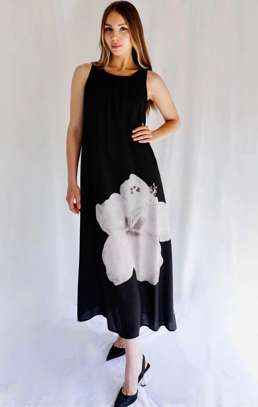 Mikro Kumaş Çiçek Desenli Elbise