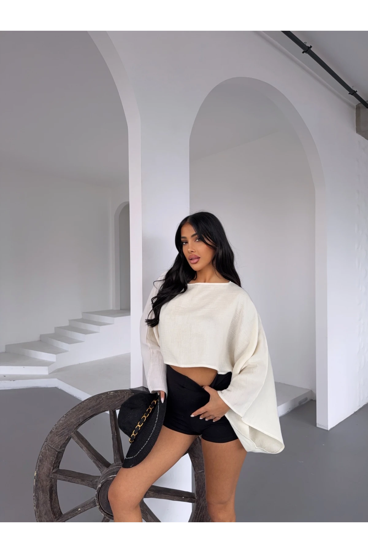 Müslin Keten Bluz Ekru