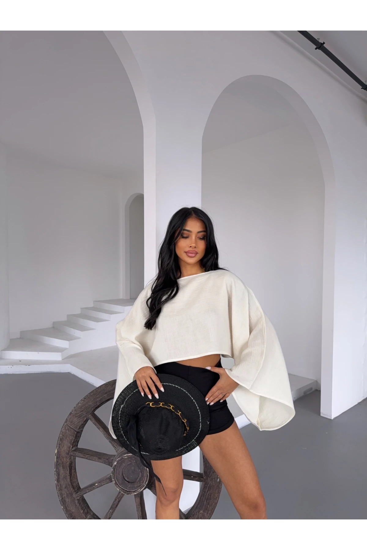 Müslin Keten Bluz Ekru