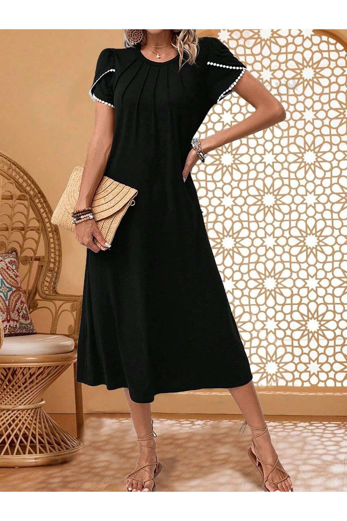 Pamuklu Dokuma Kumaş Tasarım Elbise