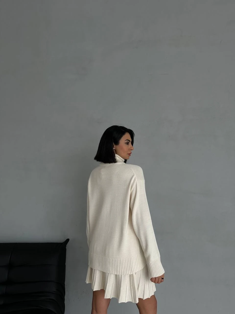 Piliseli Etek & Pamuk Triko Kazak Takım