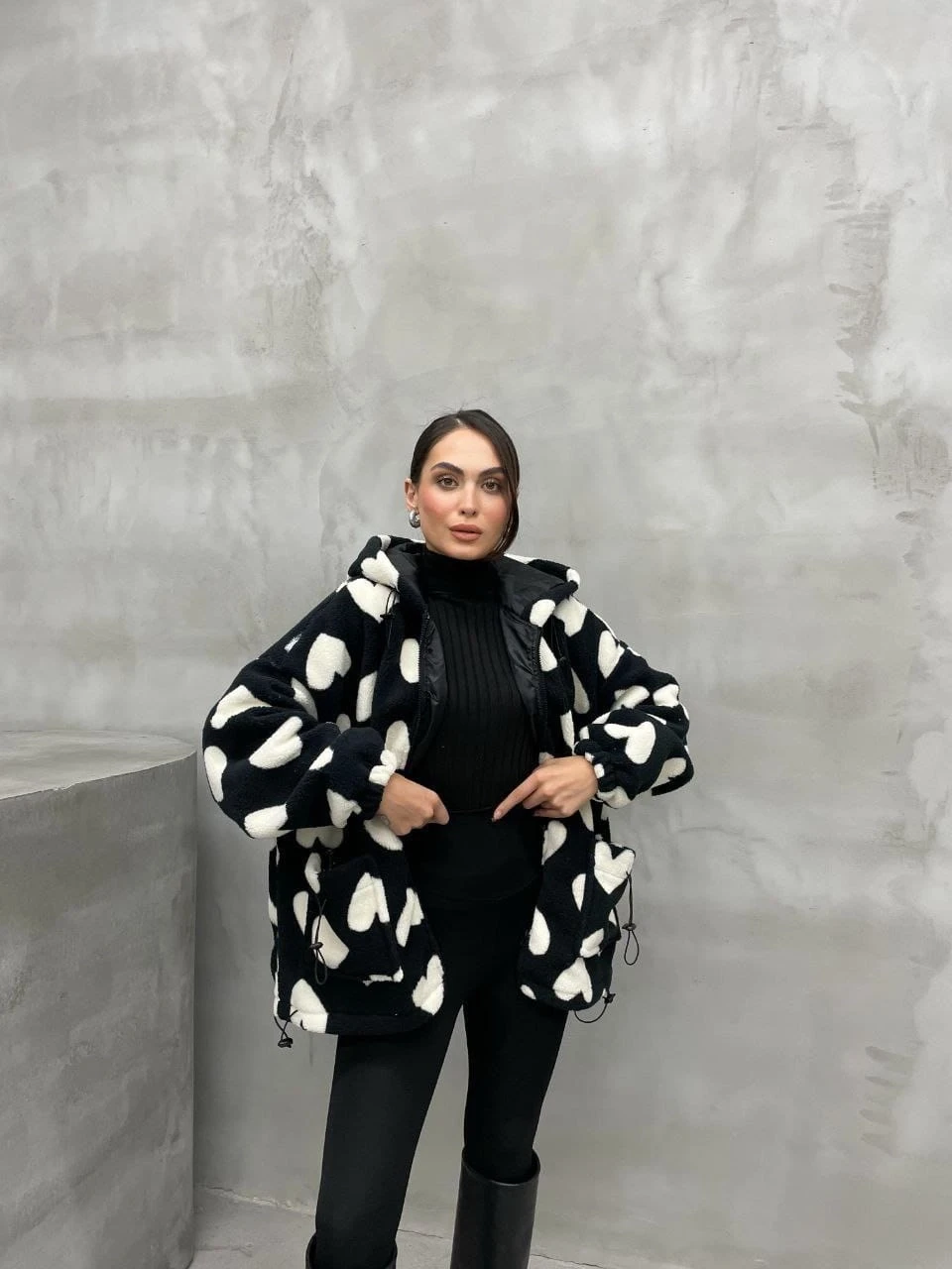 Polar Kapşonlu Sweat Mont