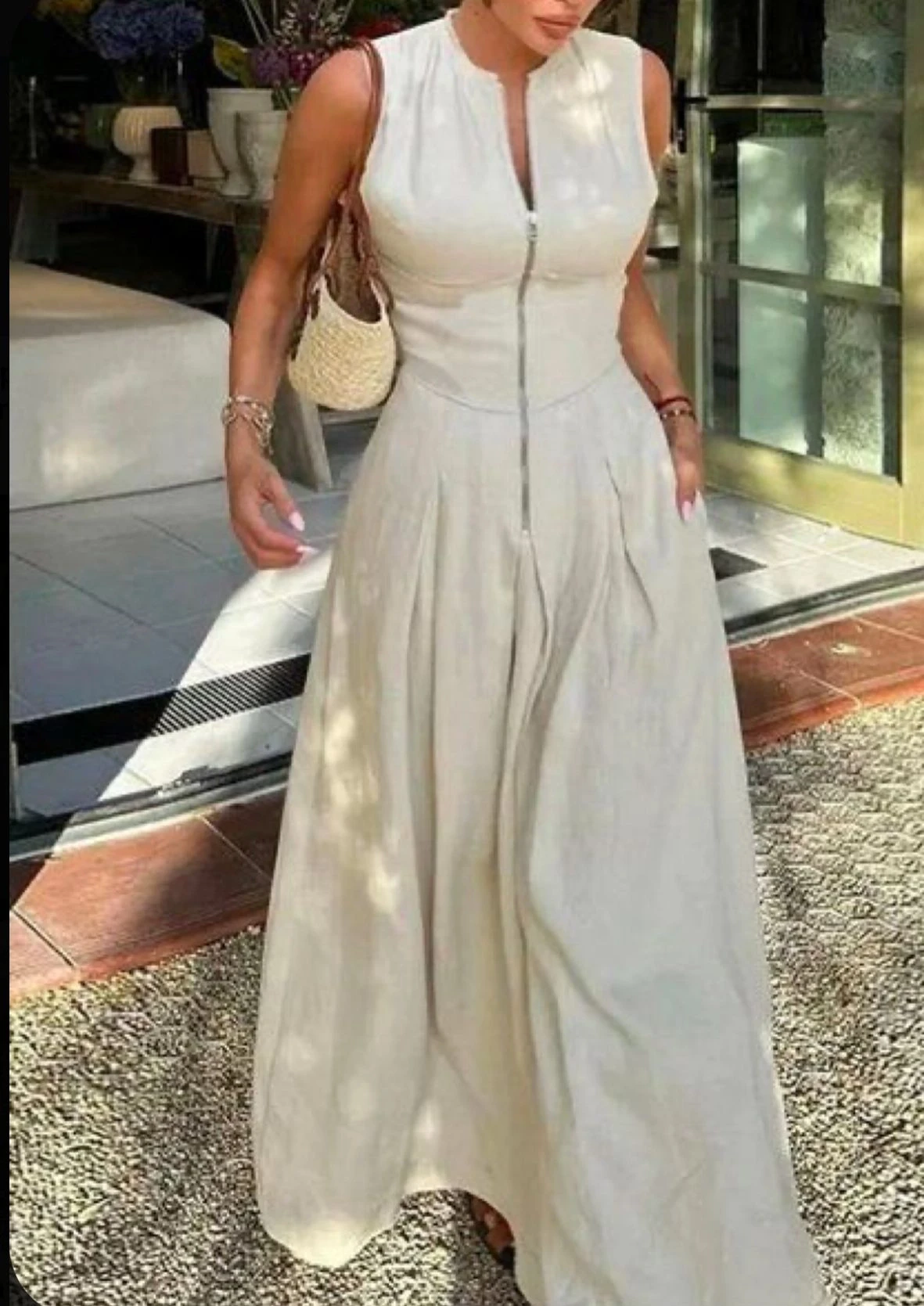 Poplin Kumaş Fermuarlı Elbise