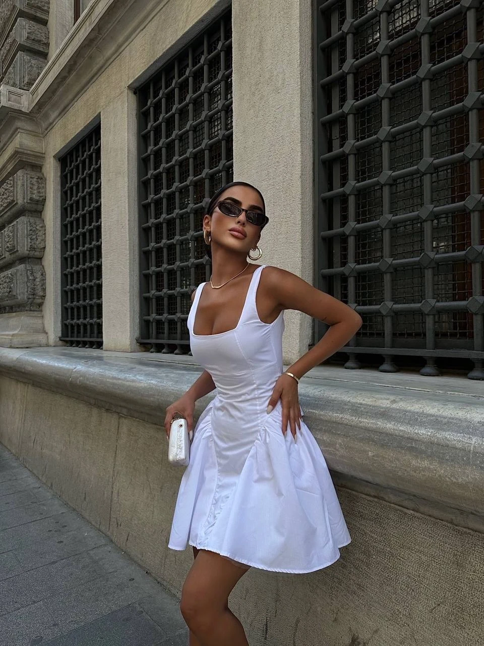 Poplin Kumaş Fiyonklu Elbise