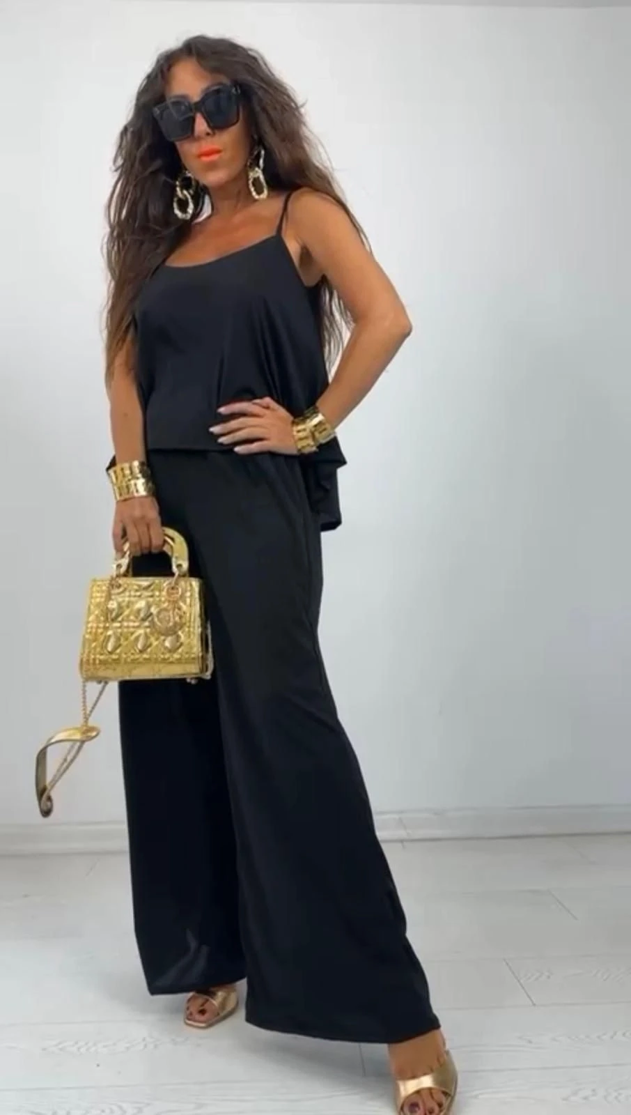 Sandy Kumaş Siyah  Askılı İkili Takım