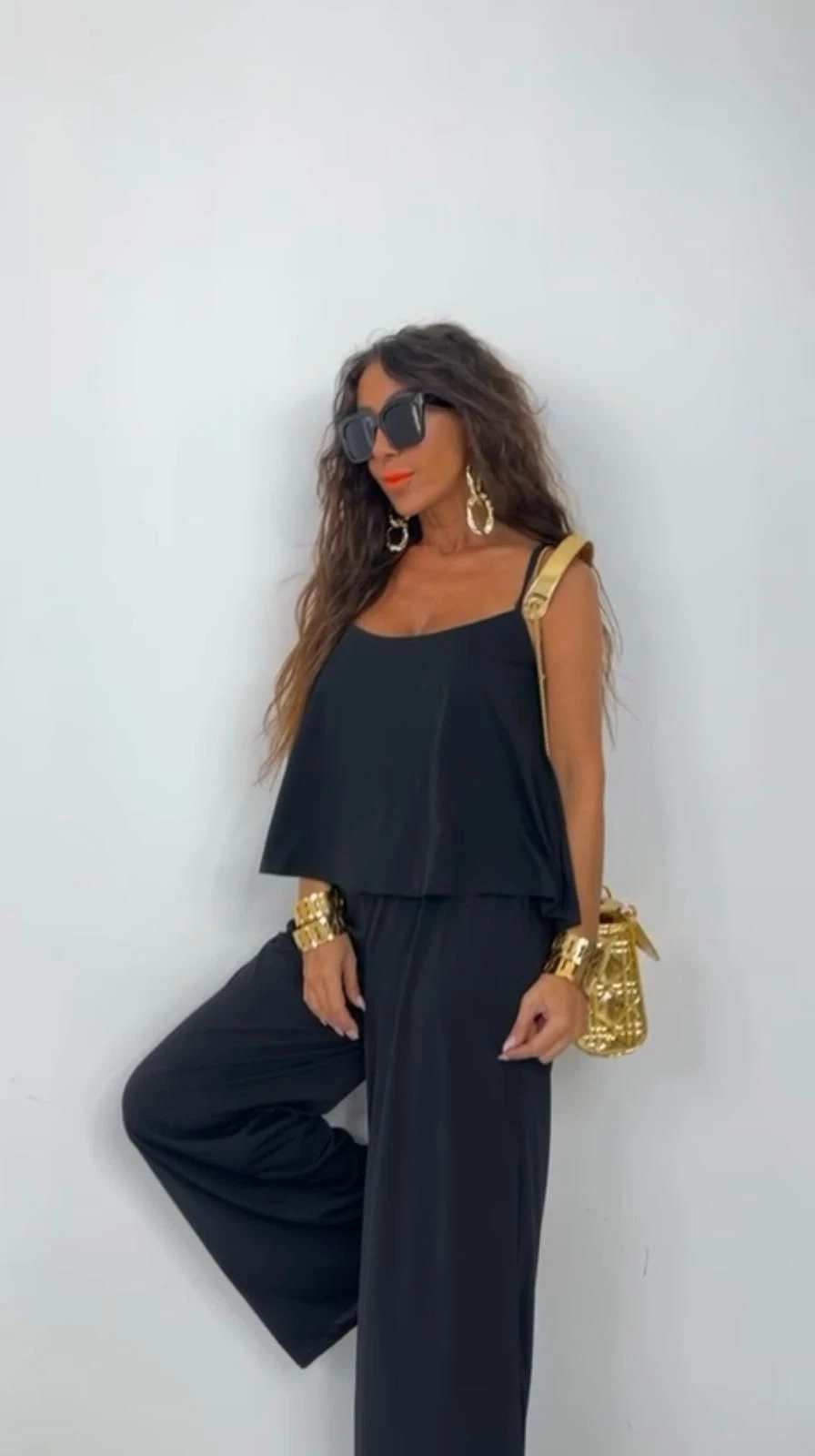 Sandy Kumaş Siyah  Askılı İkili Takım