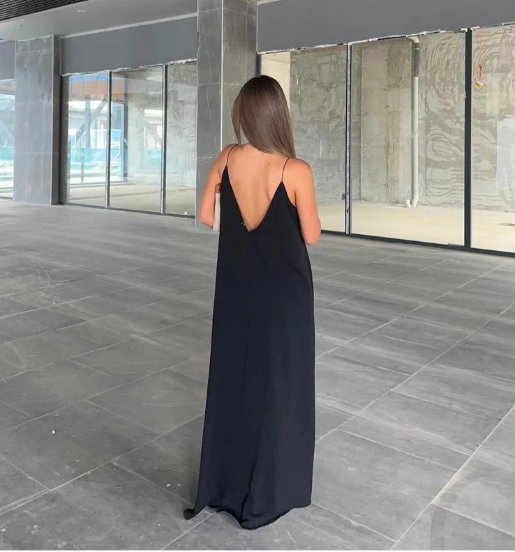 Sundy Kumaş V Yaka Dökümlü Salash Elbise