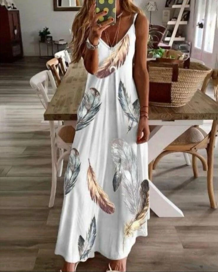 Süprem Kumaş Dijital Baskılı  Askılı Elbise