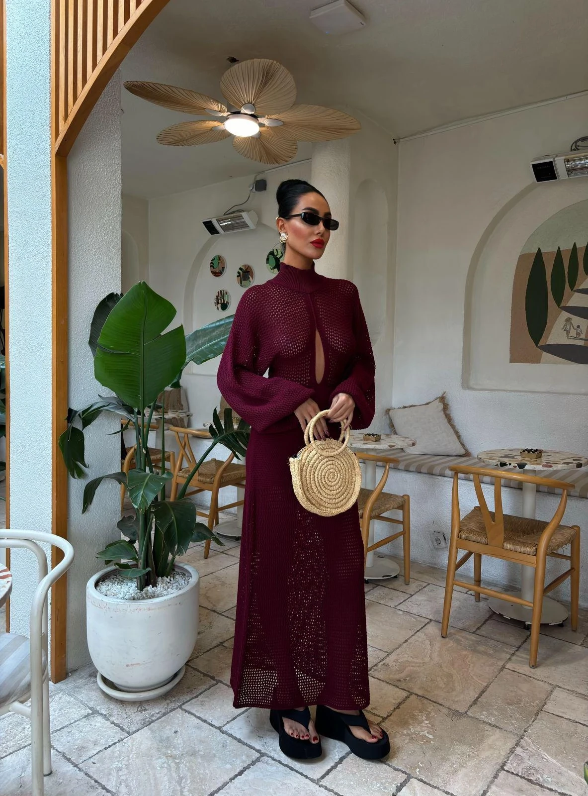 Transparan Triko Elbise