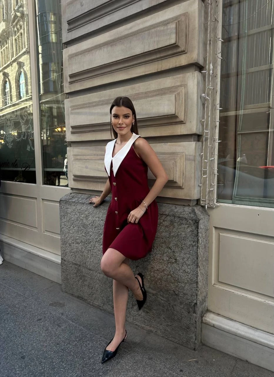 Yaka Detaylı Elbise