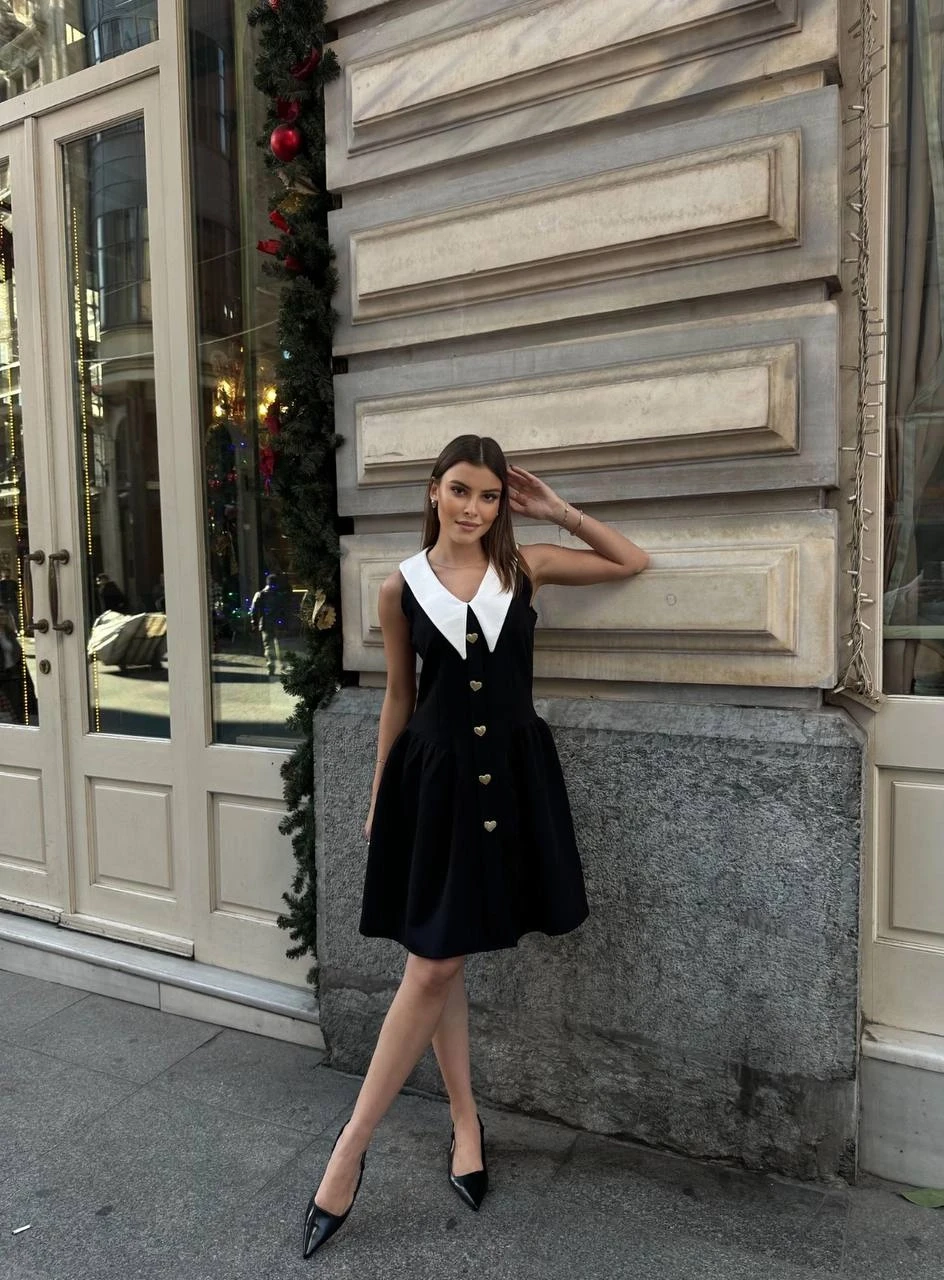 Yaka Detaylı Elbise