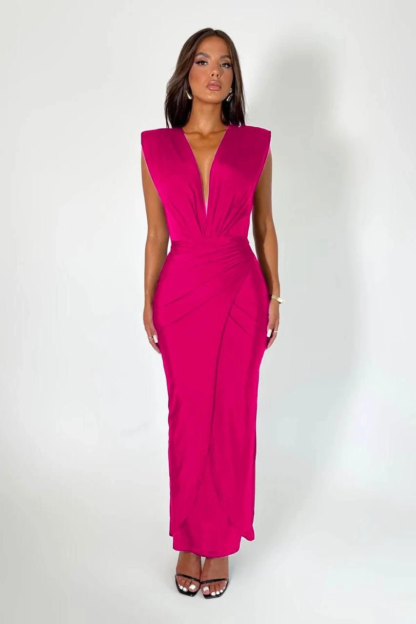 Yırtmaçsız Bel Detaylı Dalgıç Kumaş Elbise