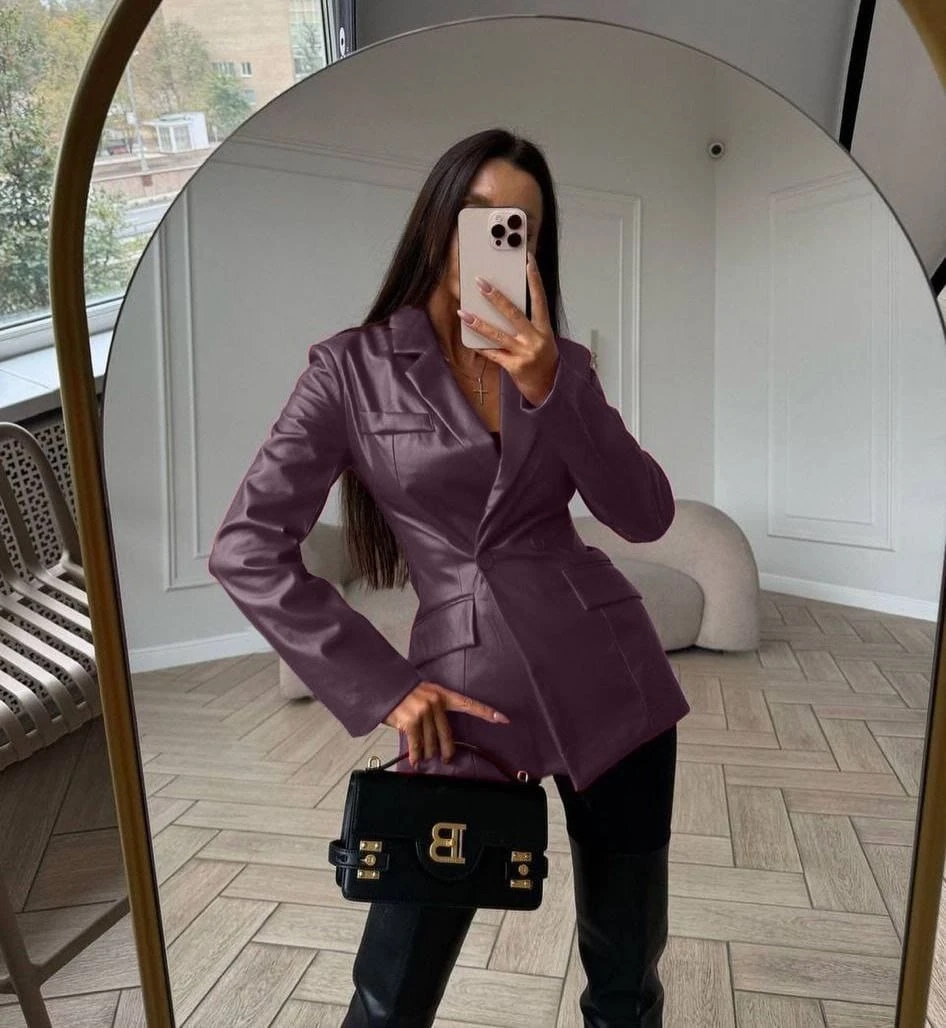 Z*r* Model Deri Düğmeli Ceket