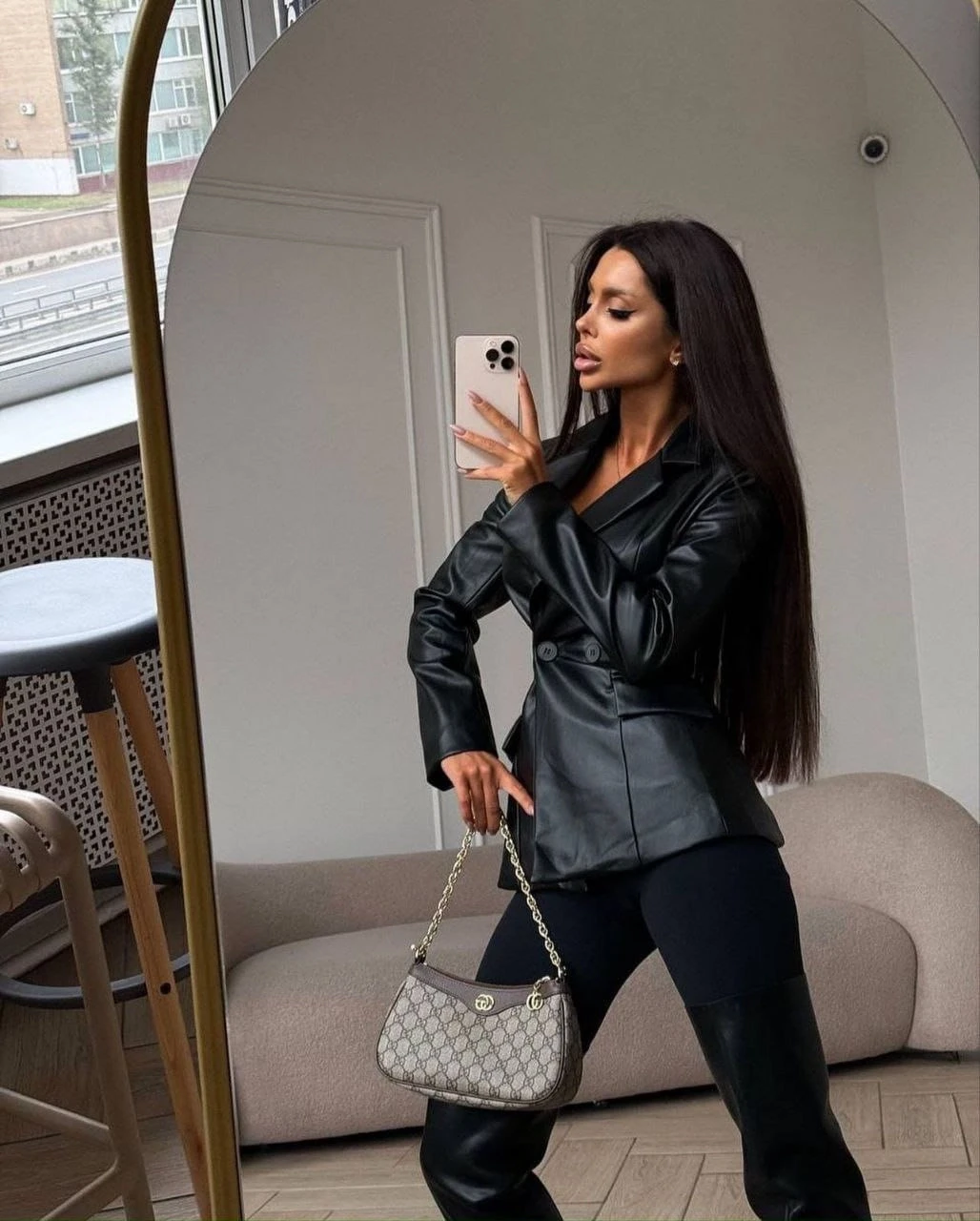 Z*r* Model Deri Düğmeli Ceket
