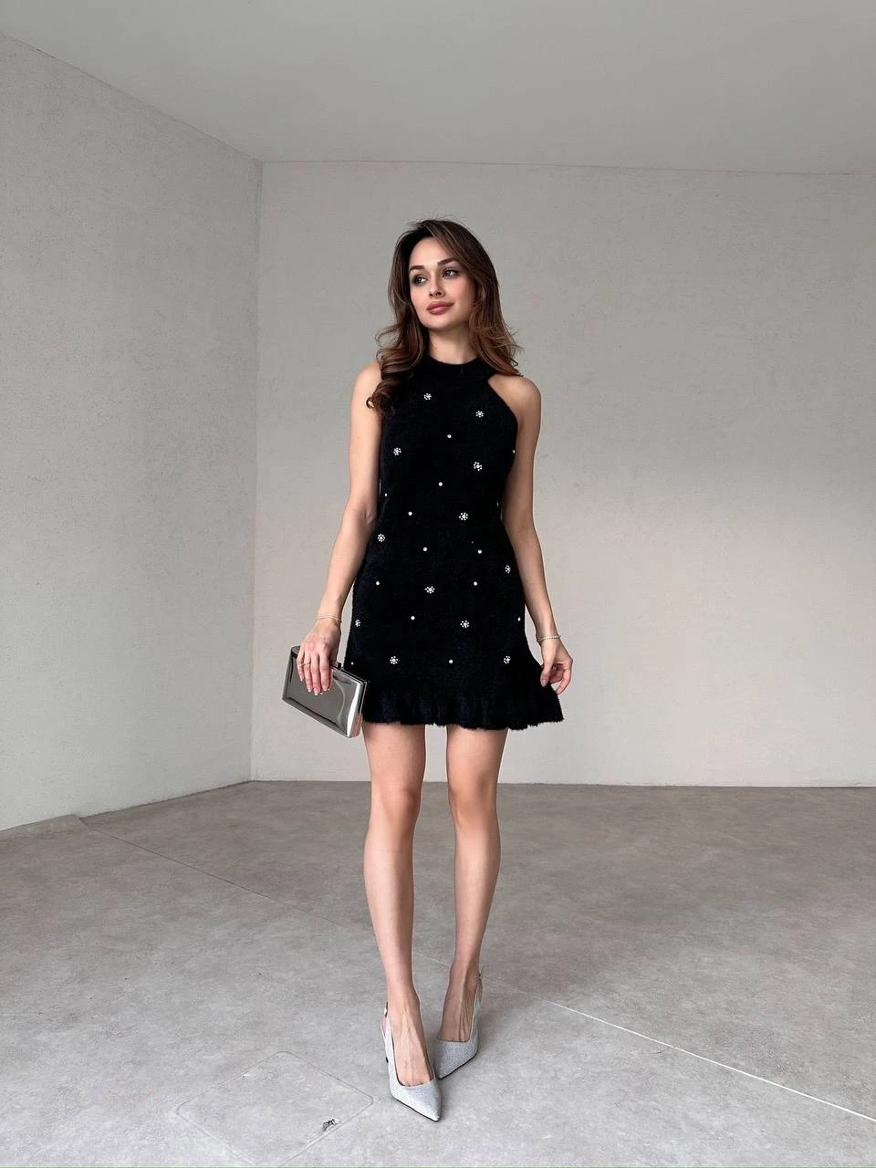 Z@R@ Model Taşlı Sakal Triko Elbise
