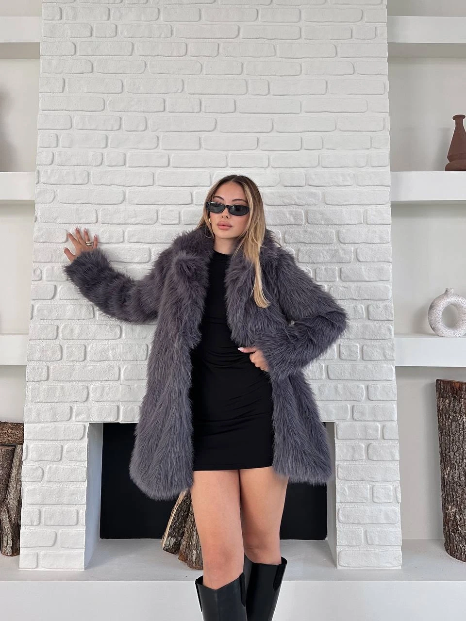 Antrasit Suni Kürk Kaban