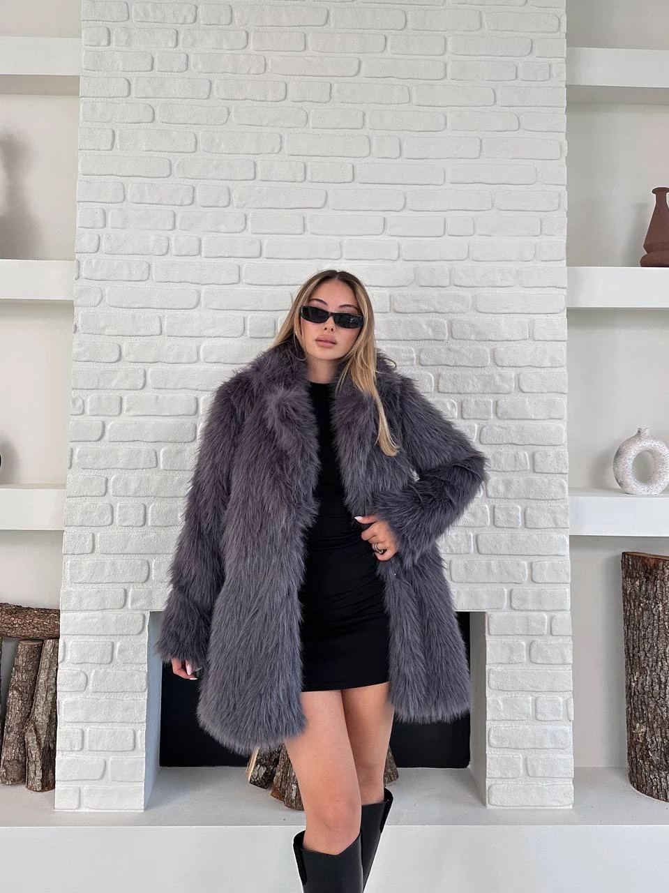 Antrasit Suni Kürk Kaban