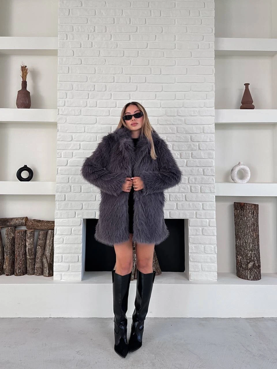 Antrasit Suni Kürk Kaban