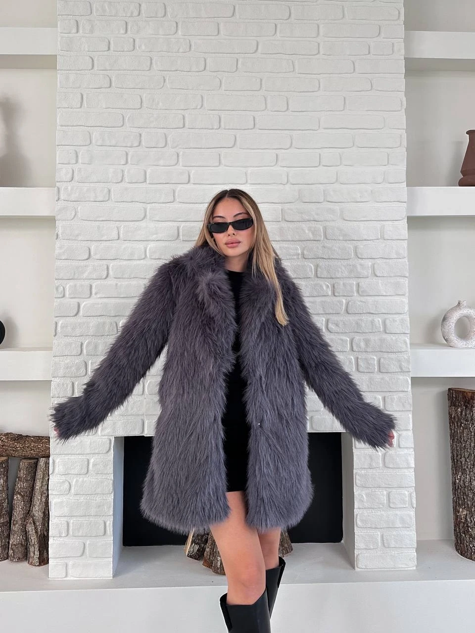 Antrasit Suni Kürk Kaban
