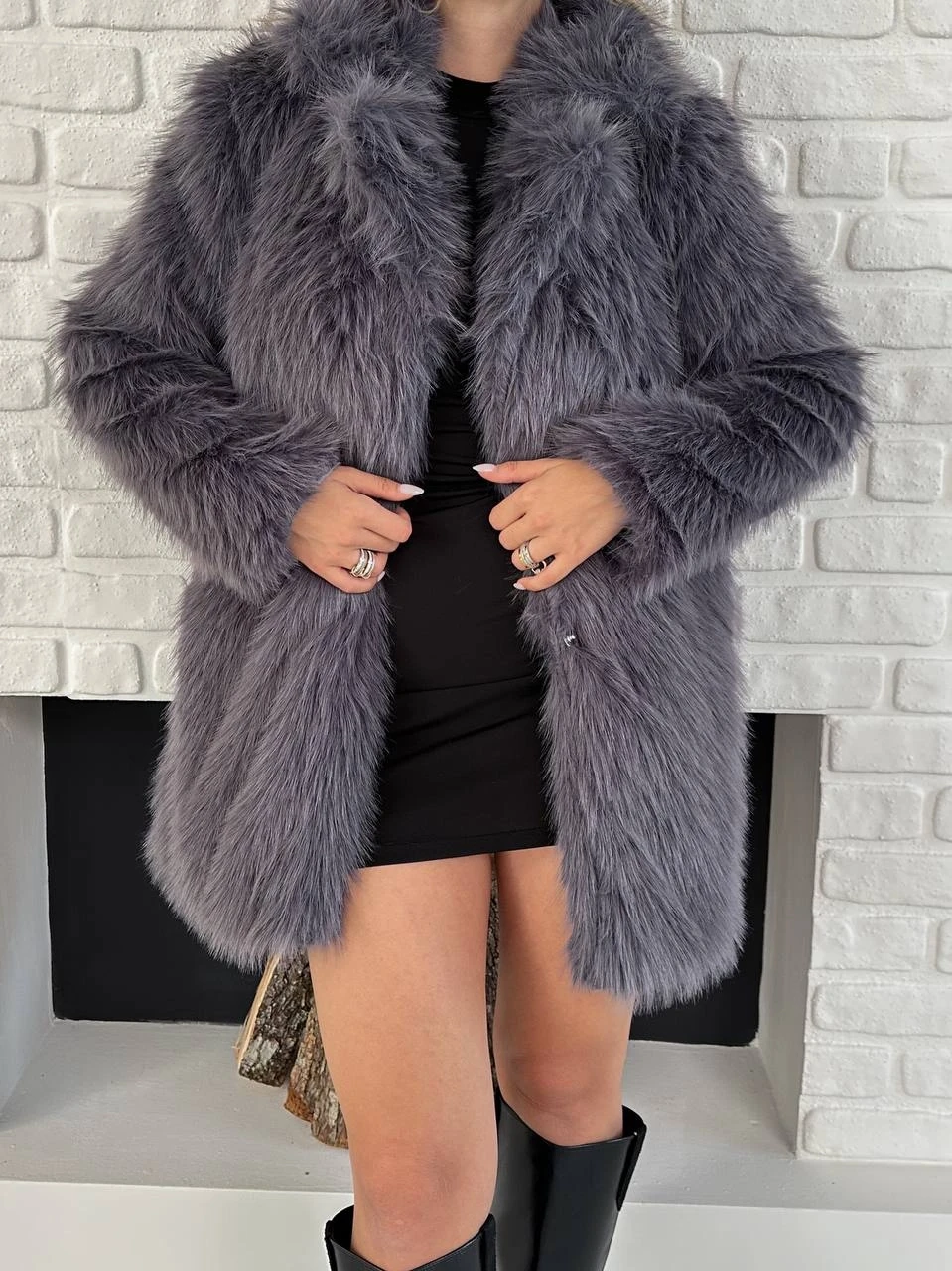 Antrasit Suni Kürk Kaban