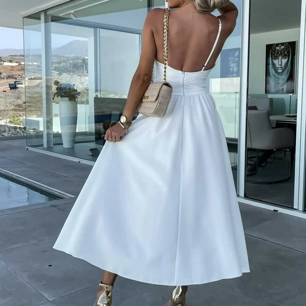 Askılı Dabıl Kumaş Elbise