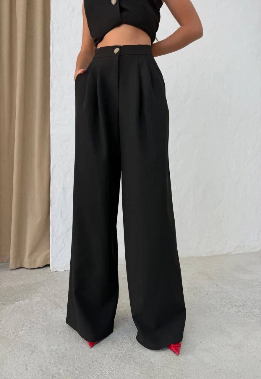 Atlas Kumaş Yelek Pantalon Takım Siyah