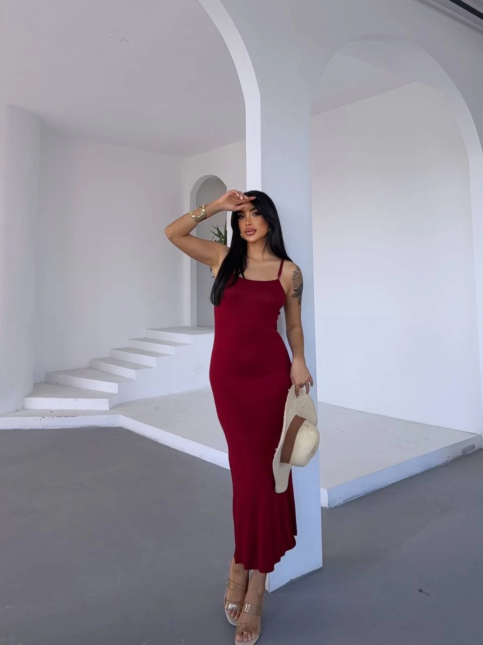 Ayarlanabilir Askılı Elbise Bordo