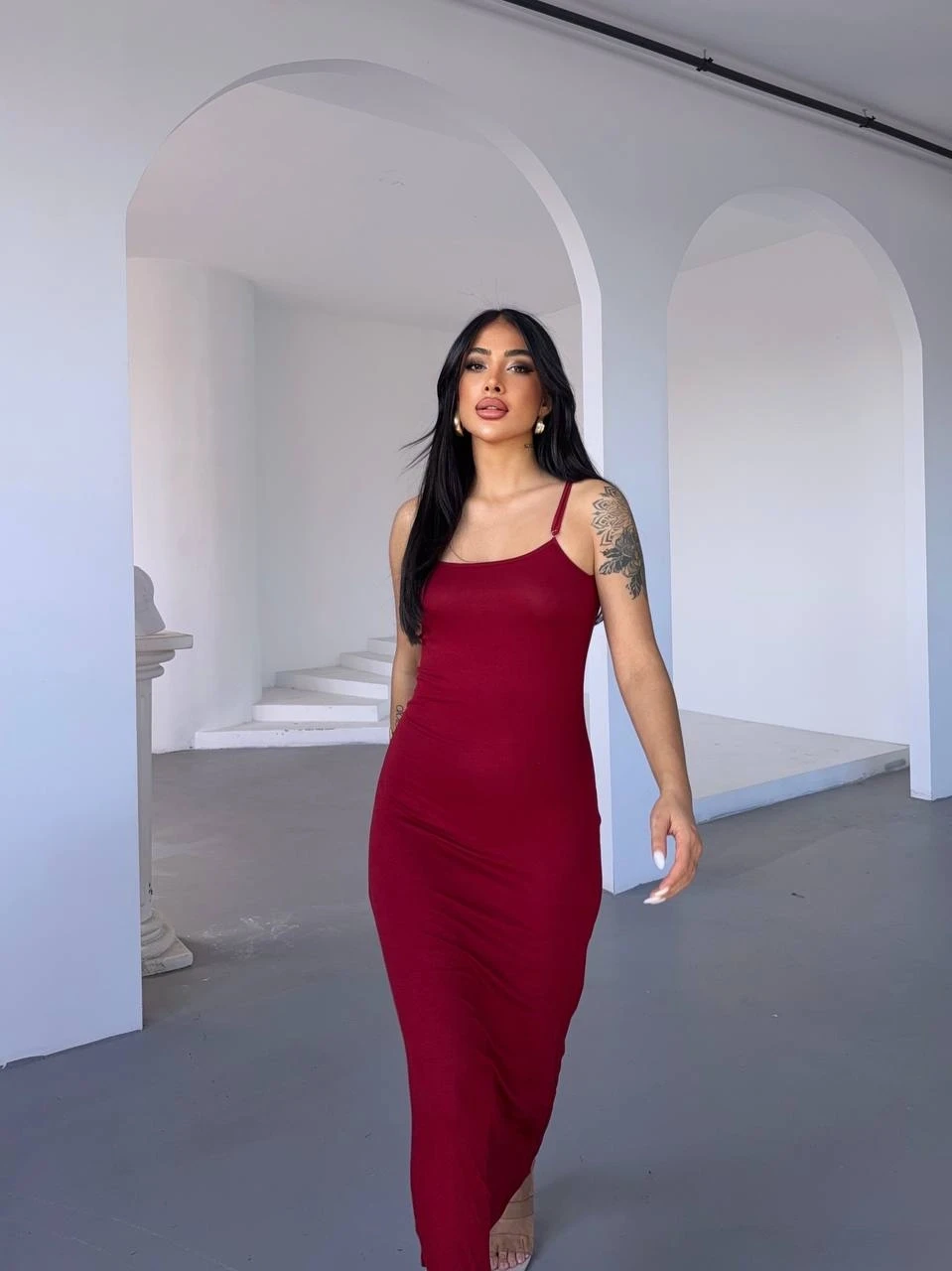 Ayarlanabilir Askılı Elbise Bordo