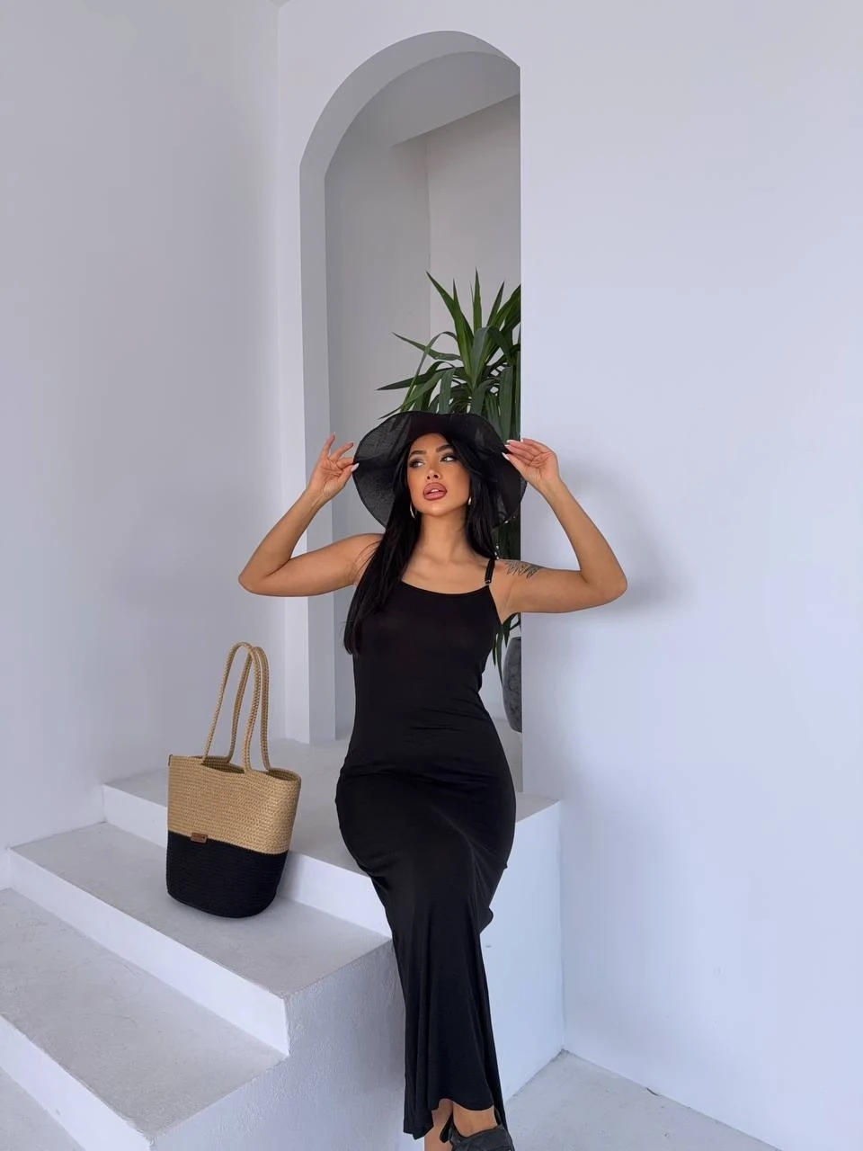 Ayarlanabilir Askılı Elbise Siyah