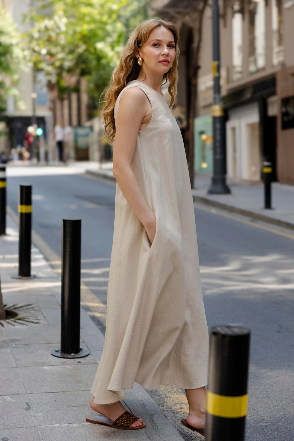 Basic Kolsuz Elbise Taş