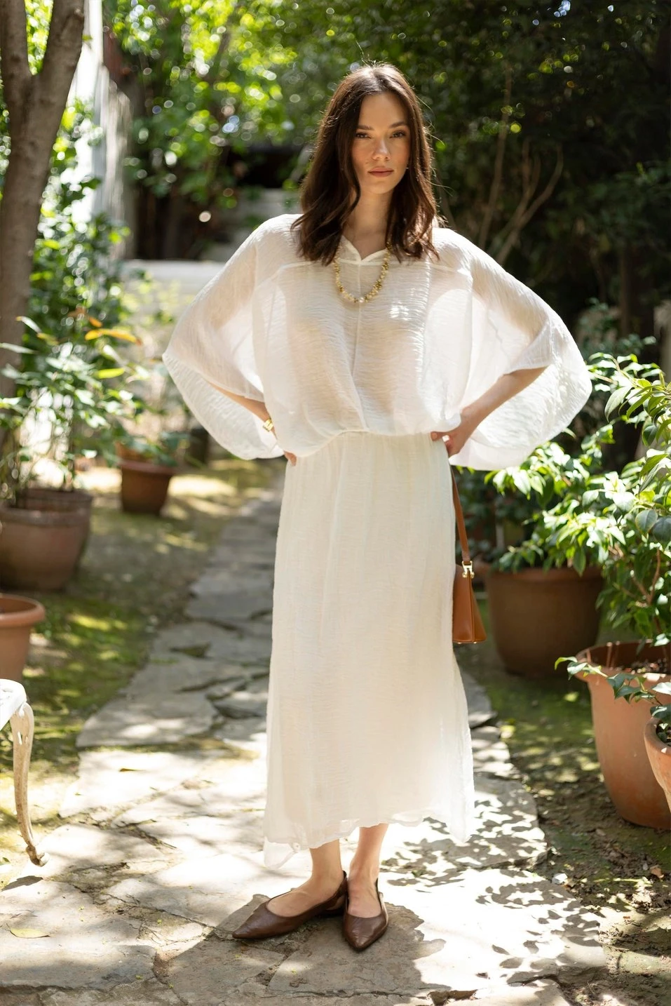 Bluz ve Etek Takım Beyaz