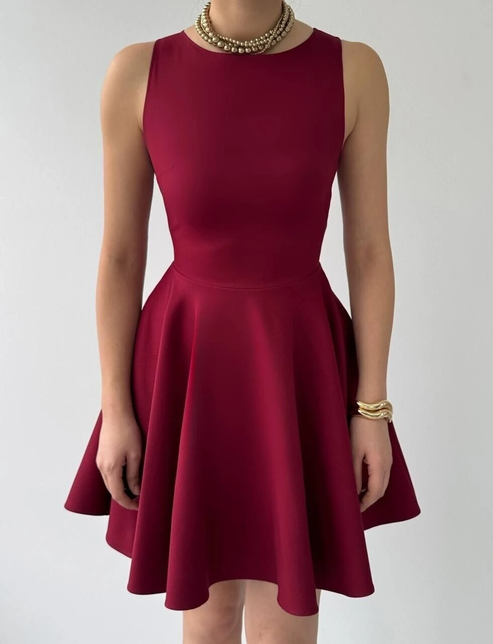 Cep Detaylı Elbise Bordo