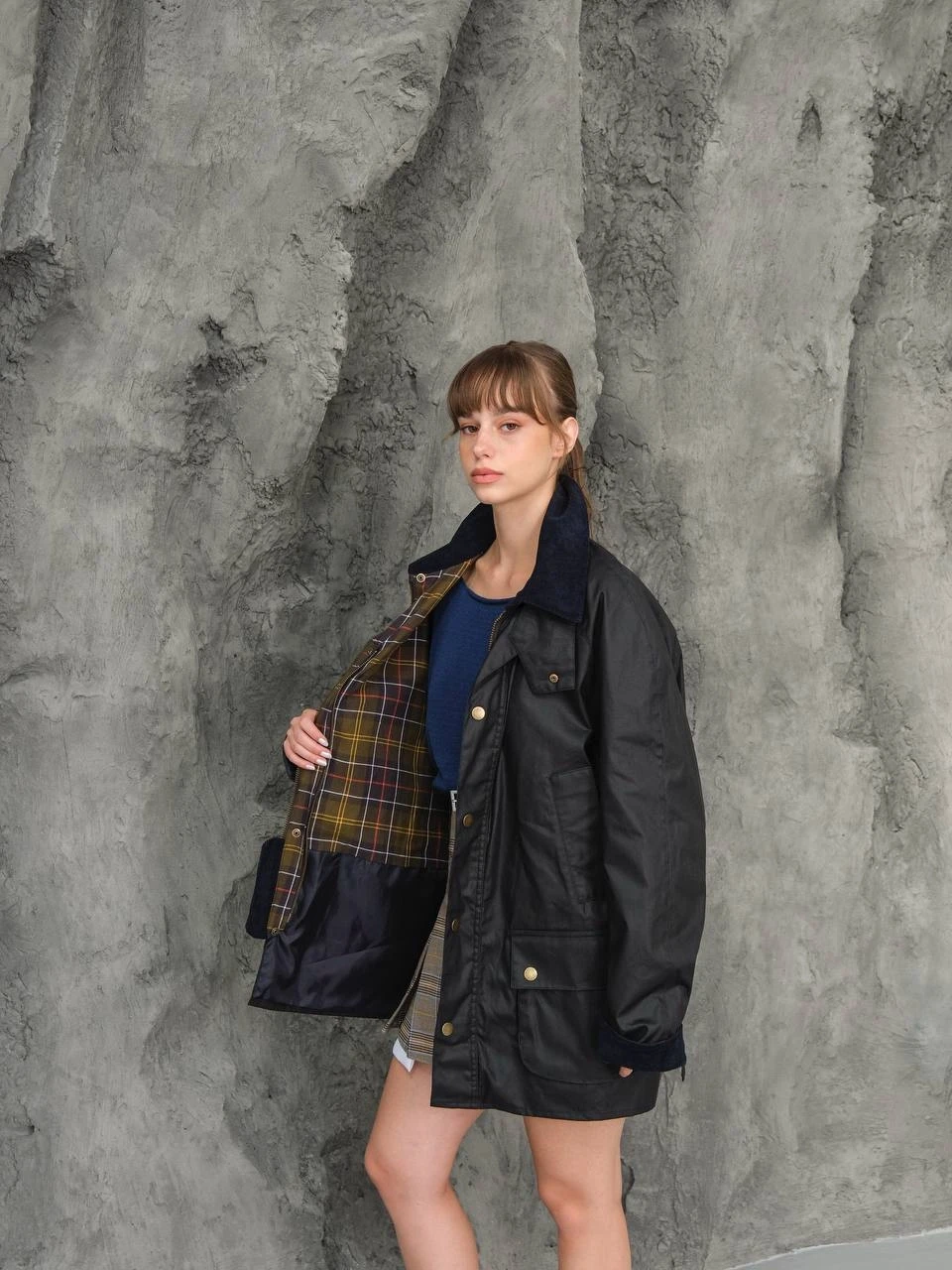 Cep ve Yaka Detay Tasarım Mont Siyah